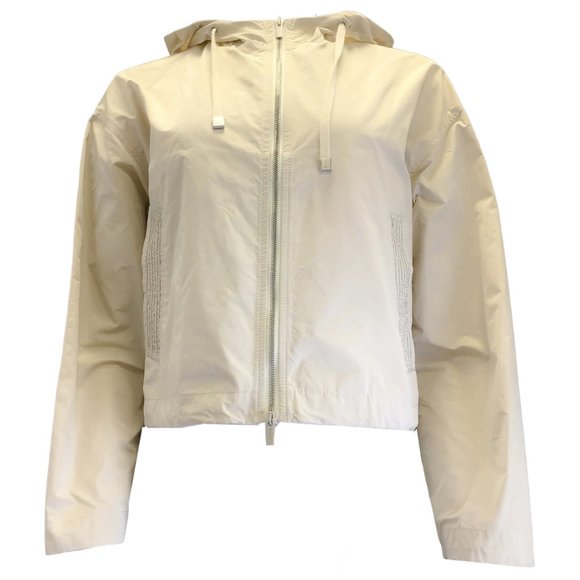 PESERICO CREAM / SILVER MONILI BEADED DETAIL HOODED FULL ZIP JACKET
